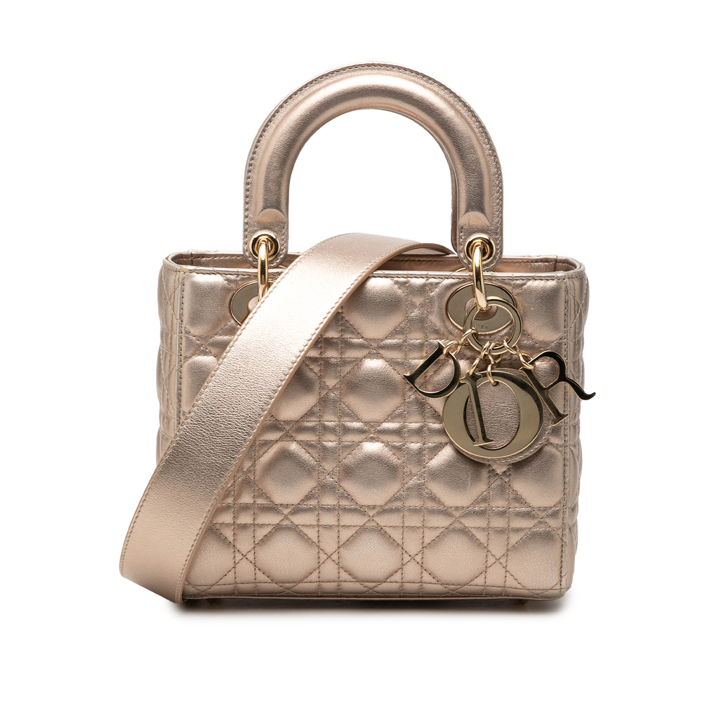 Pre-Loved Dior Small Metallic Lambskin Cannage My ABCDior Lady Dior
